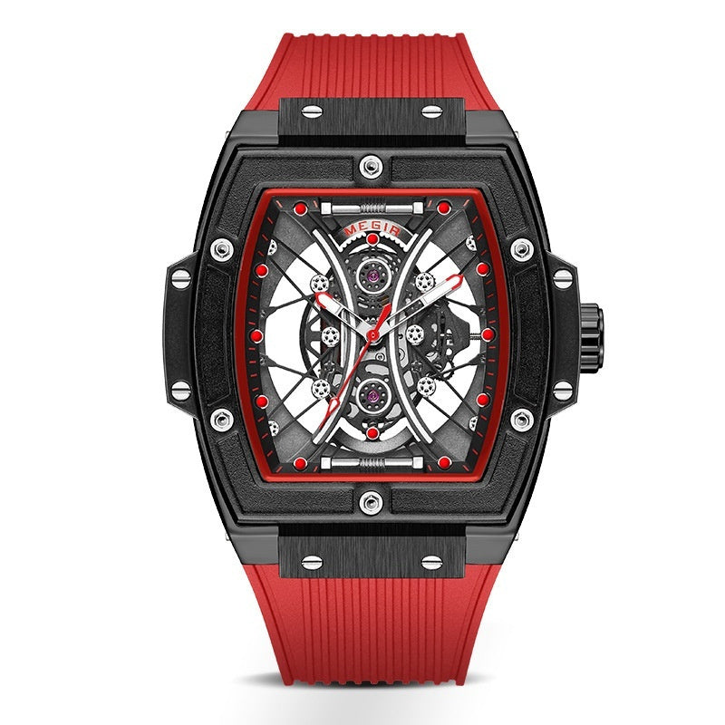 Men's Tonneau Fashion Trend Silicone Strap Luminous Sports Watch