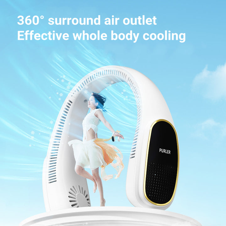 Portable Bladeless Neck Fan with Air Purifier & LED Display