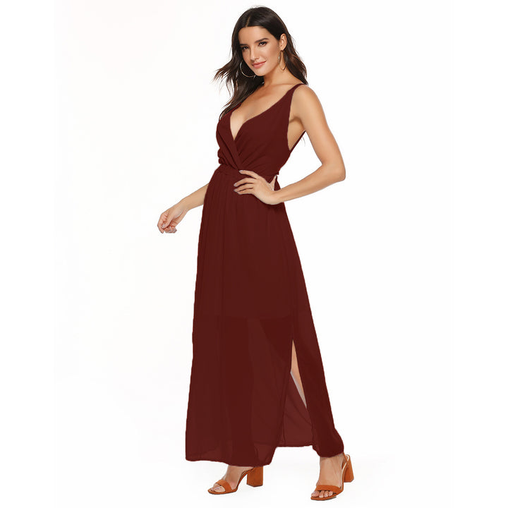 Women's Casual Solid Color Strap Backless Dress