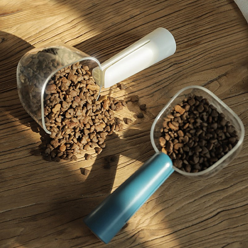 Multifunctional Pet Food Spoon with Sealed Bag Clip and Measuring Cup