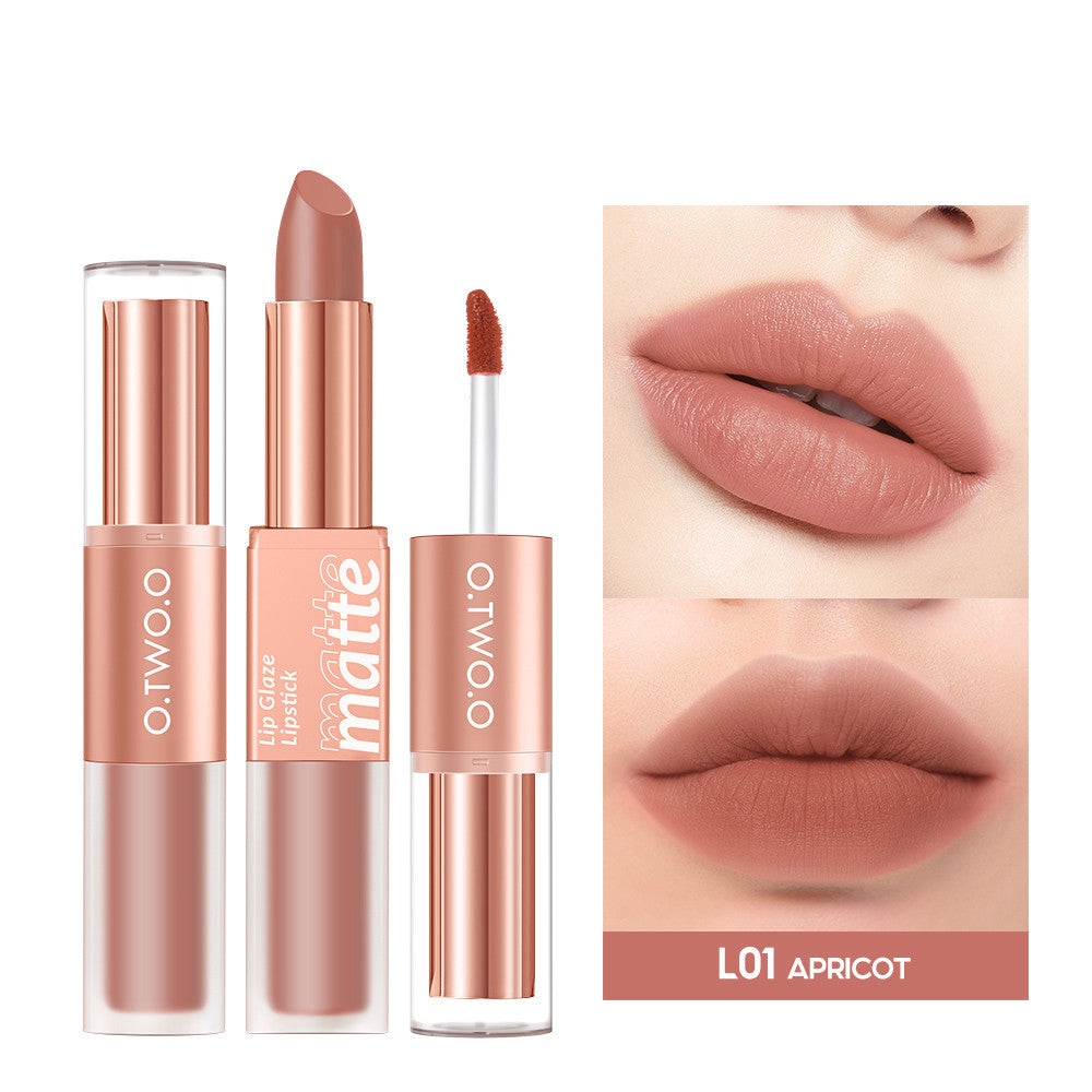 Lip Glaze Nude Milky Coffee Amber Pumpkin Cinnamon Milk Tea Double-headed Lipstick