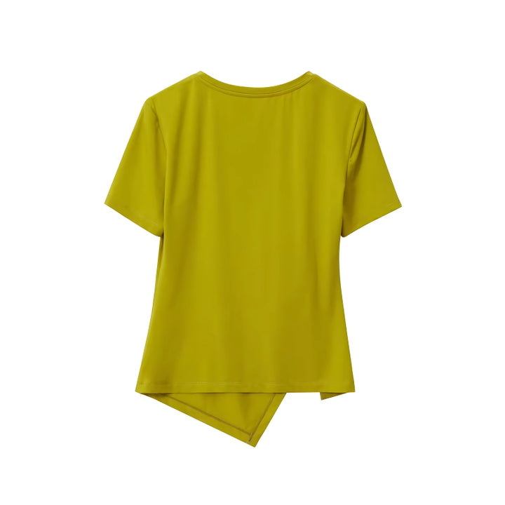 Minimalist Asymmetric O-Neck Short Sleeve Tee