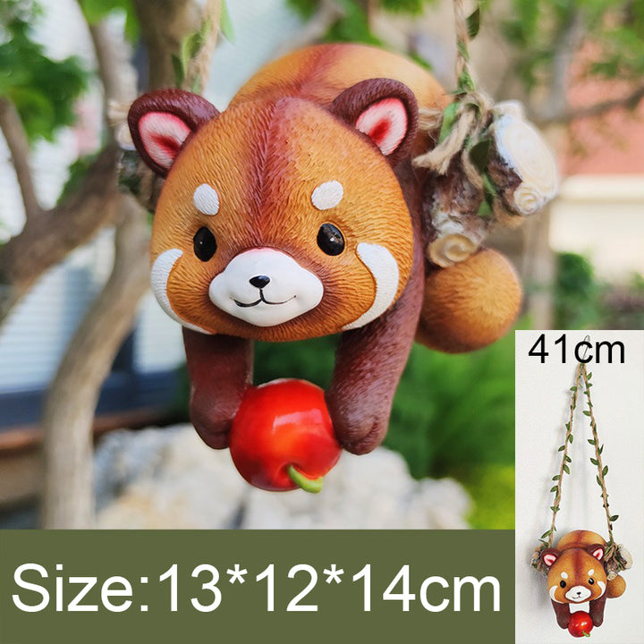 Resin Raccoon Statue Climbing Rope