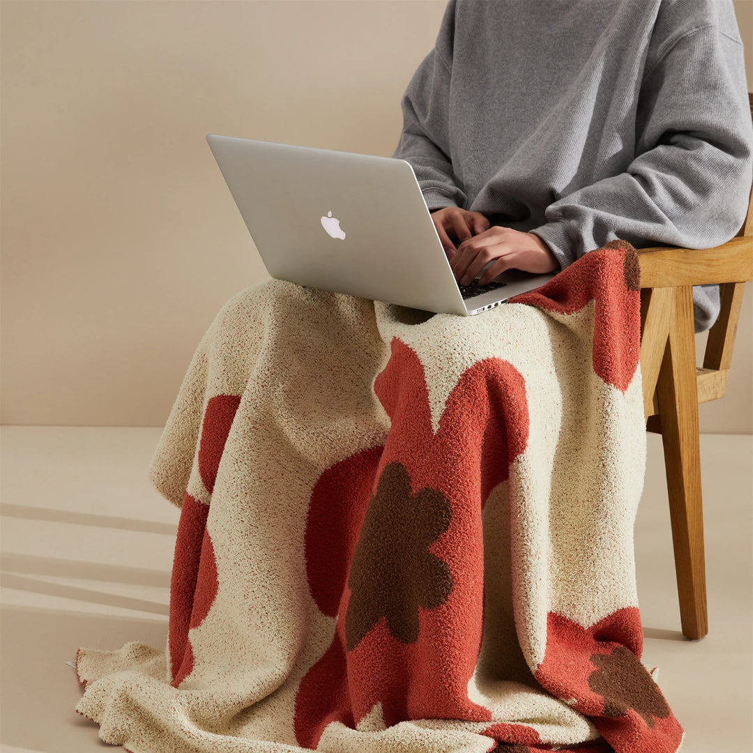 Cozy Floral Knitted Throw Blanket