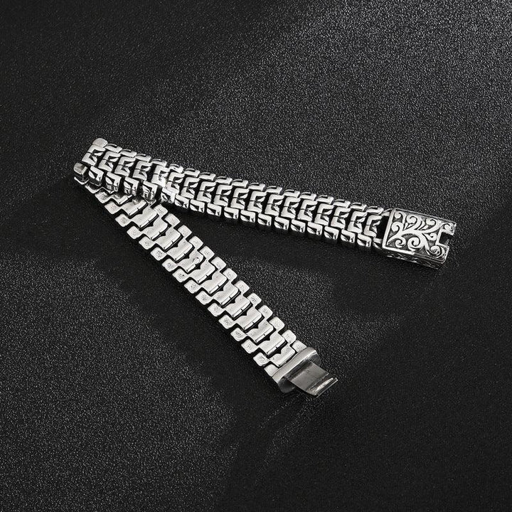 European And American Popular Simplicity Domineering Personalized Hip Hop Flower Men's Titanium Steel Bracelet - Trendha