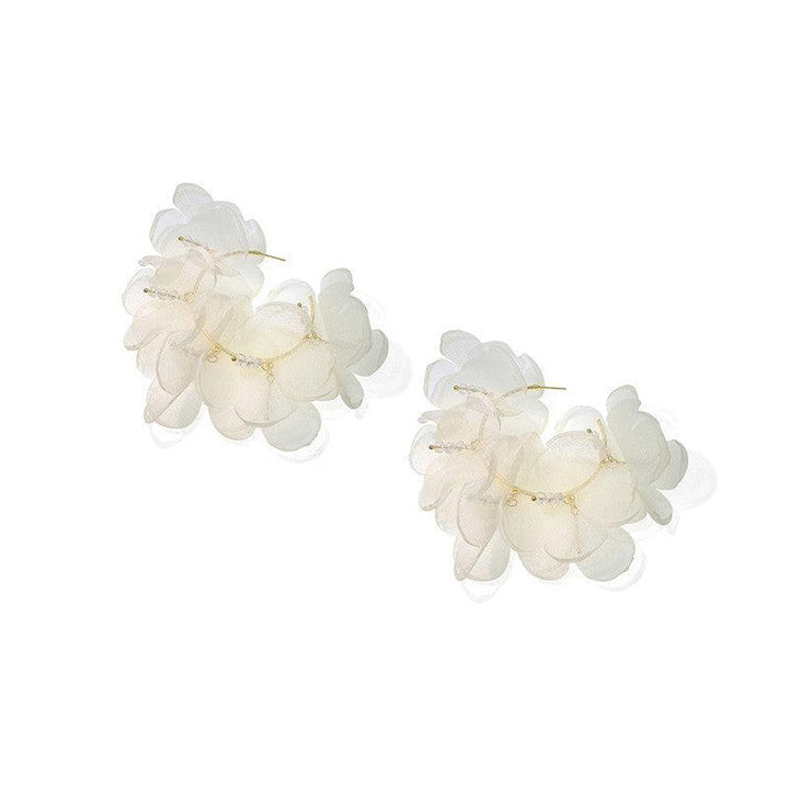 Exaggerated Mesh Flower Earrings Women's Circle Temperament - Trendha