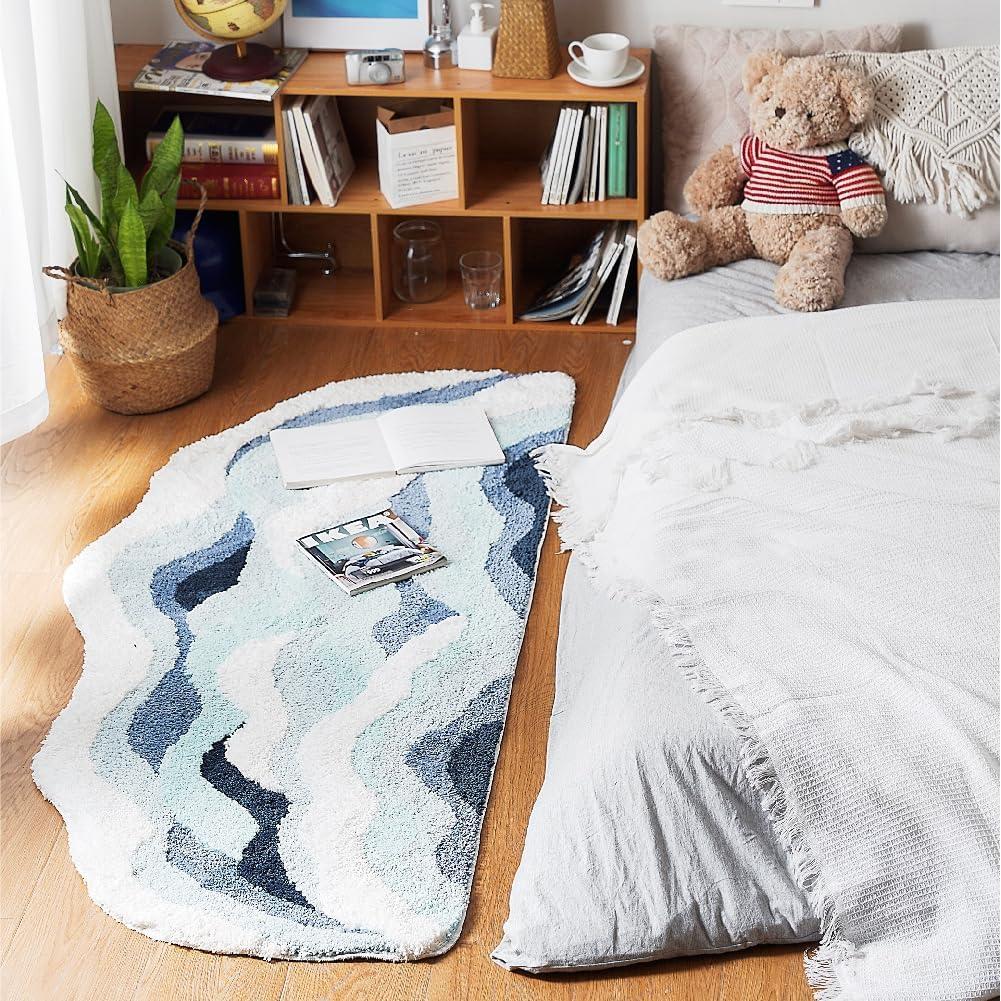 Blue Waves Kids Non-Slip Bedroom Rug