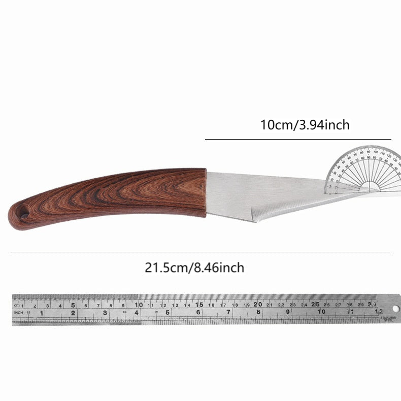 Solid Wood Handle Grafting Knife with Leather Sheath