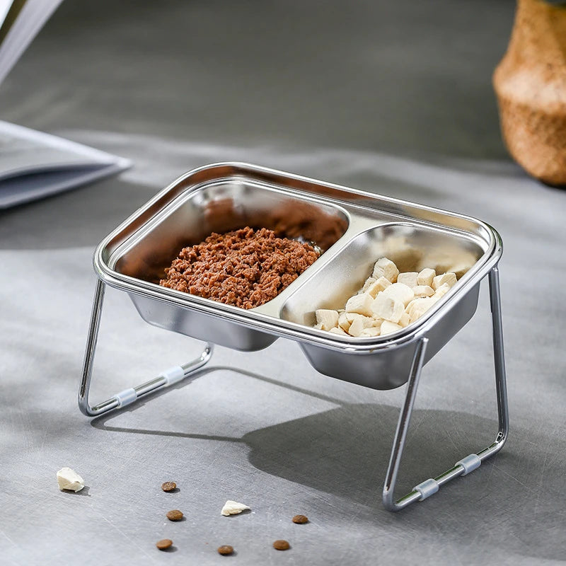 Stainless Steel Elevated Pet Food Bowl with Stand