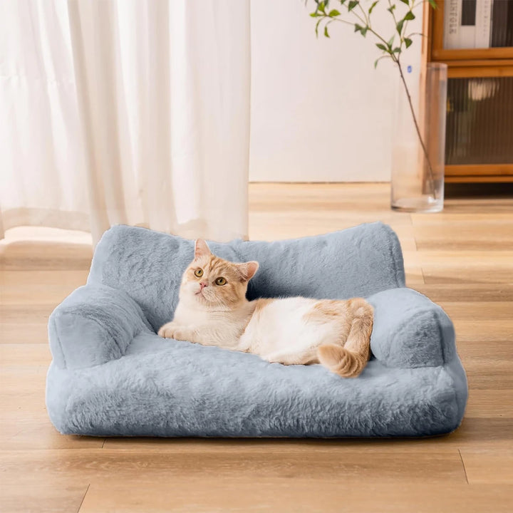 Soft Plush Pet Couch Bed - Washable Cat Sofa for Small Pets