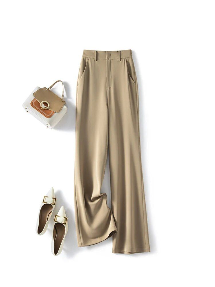 Elegant Office Lady Straight Trousers