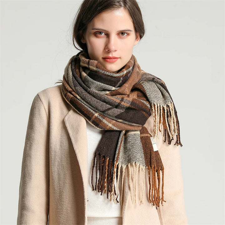 Elegant Cashmere-Feel Pashmina Shawl Wrap with Tassel