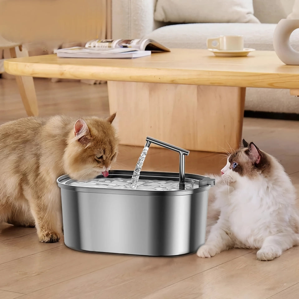 Automatic Stainless Steel Pet Drinking Fountain with Smart Water Filter and Pump