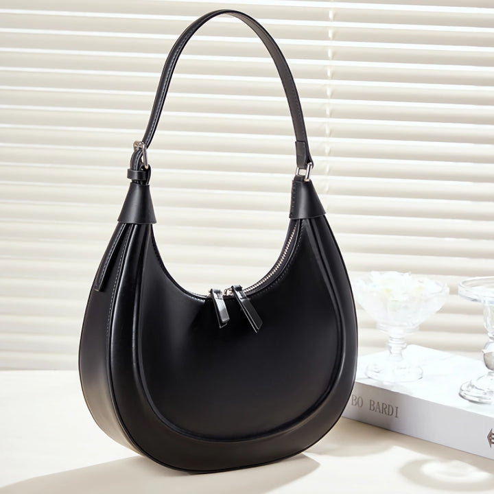 Chic Half Moon Leather Shoulder Bag