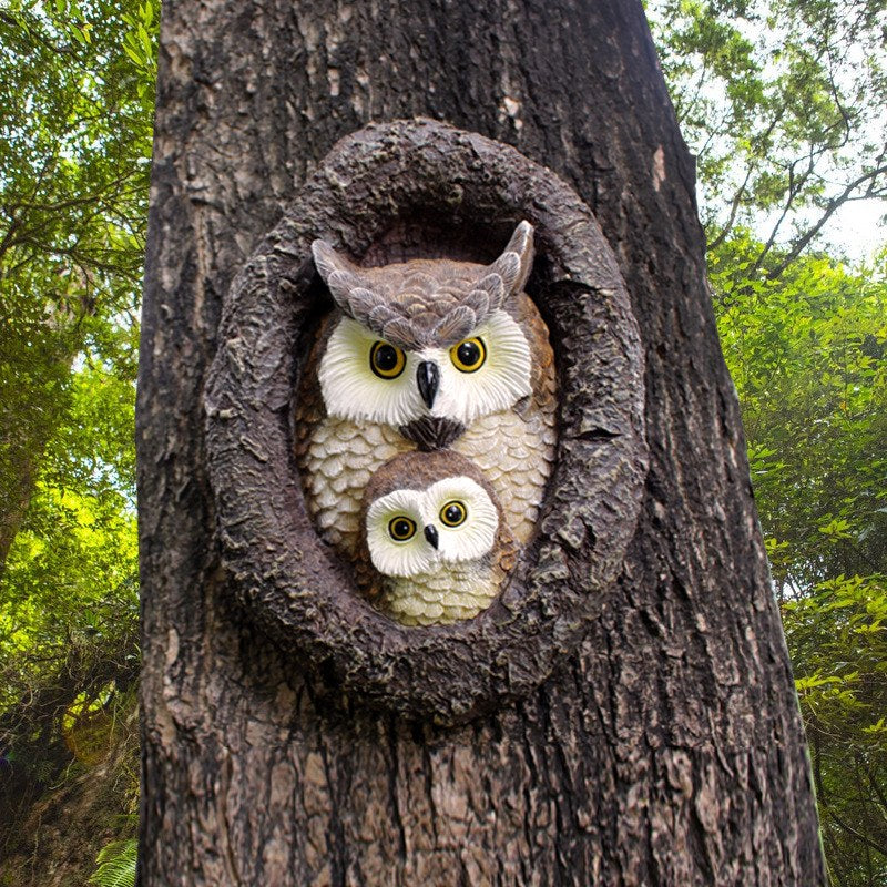 Cute Owl Tree Hanging Resin Ornament for Garden