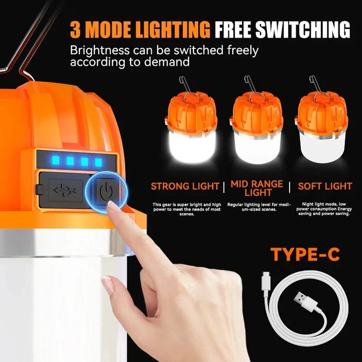 USB Rechargeable LED Camping Lantern with Built-in Battery