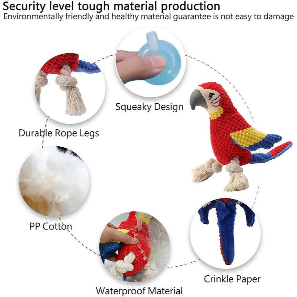 Durable Plush Parrot Dog Toy - Squeaky & Bite-Resistant Fun