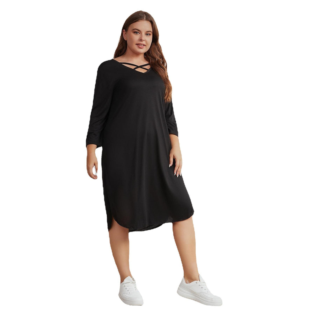 Fashion Casual Loose Long Sleeve Plus Size Dress Women