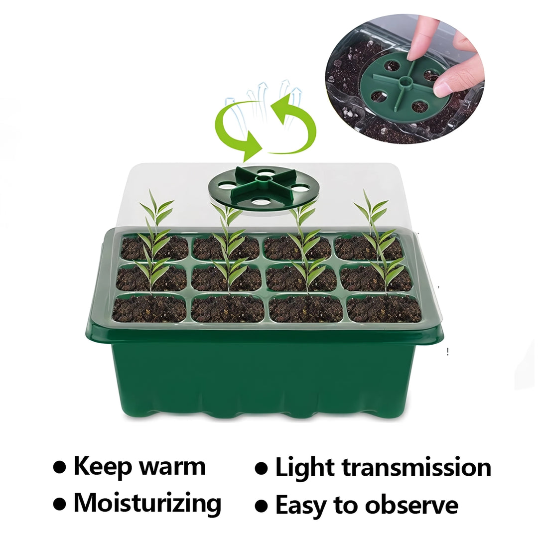 12-Cell Seedling Tray with Humidity Dome and Drainage Holes