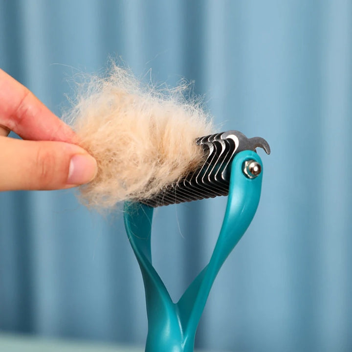 Double-Sided Pet Deshedding Brush for Cats and Dogs