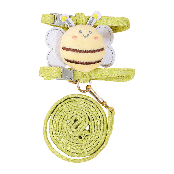 Adjustable Cartoon Bee Cat Harness with Leash