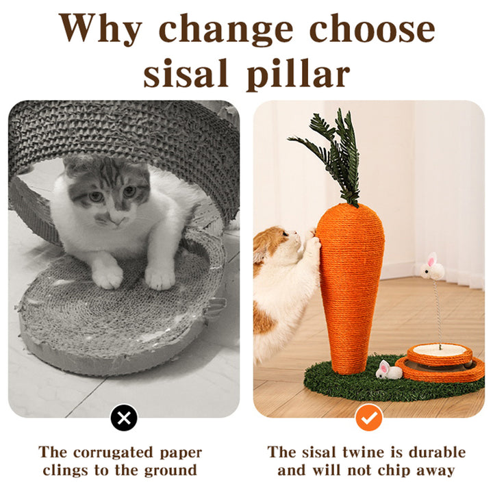 Carrot Sisal Rope Cat Scratching Post with Turntable Toy