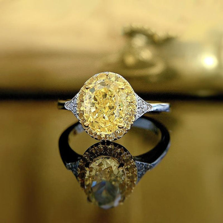 Fashion Simple High Carbon Diamond Yellow Diamond Ring - Trendha