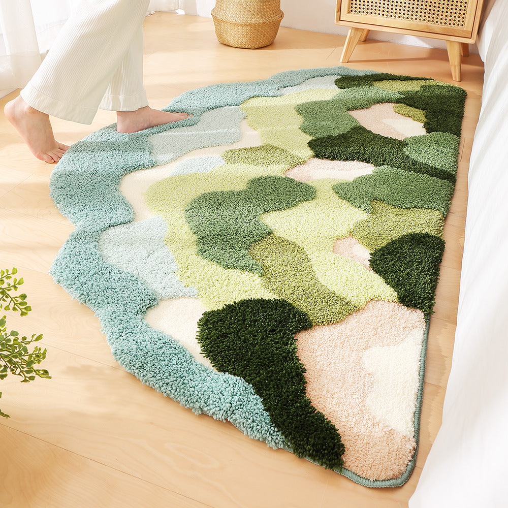 Modern Irregular Mountain Forest Flocked Carpet