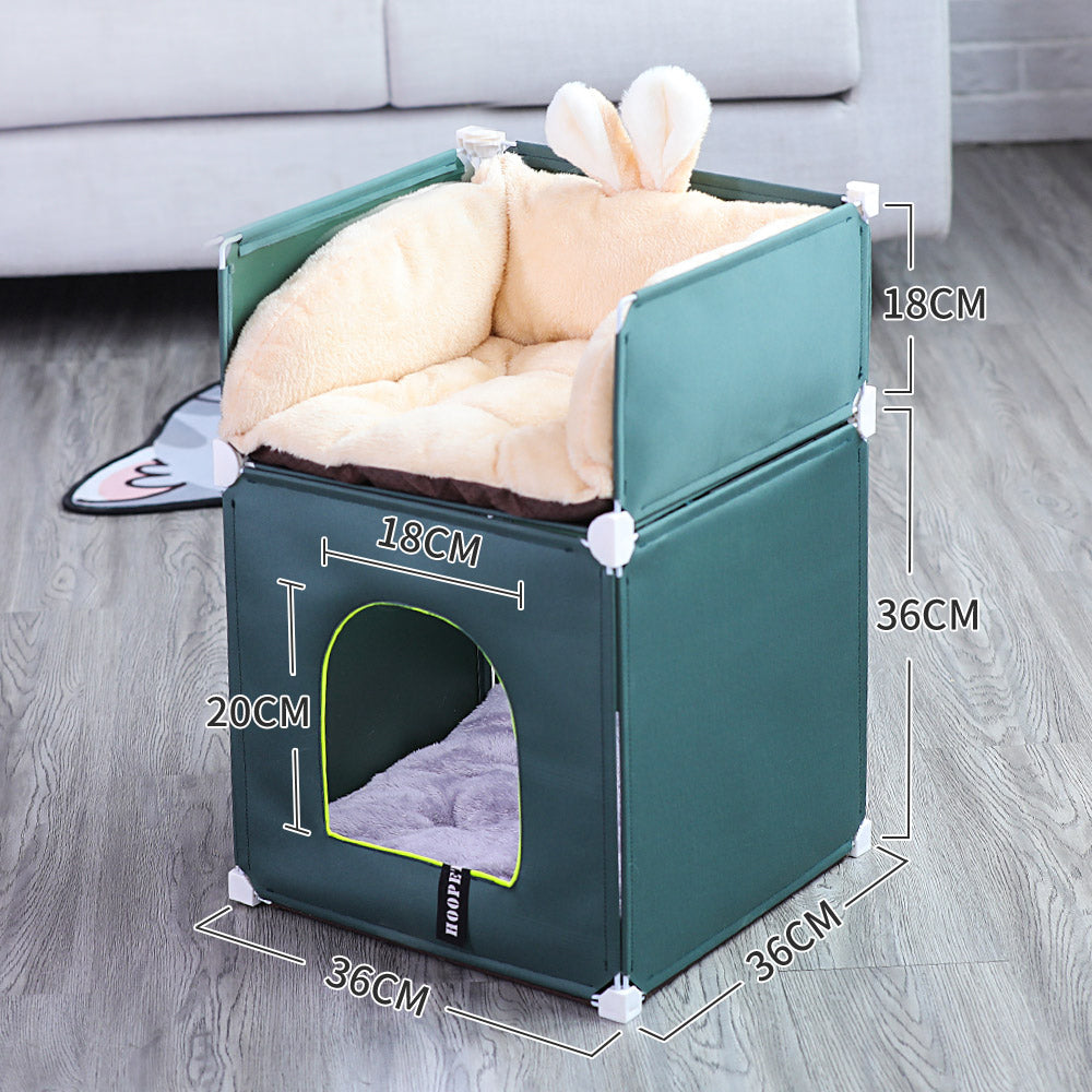 Luxury Removable Pet Bed & Double Cat House