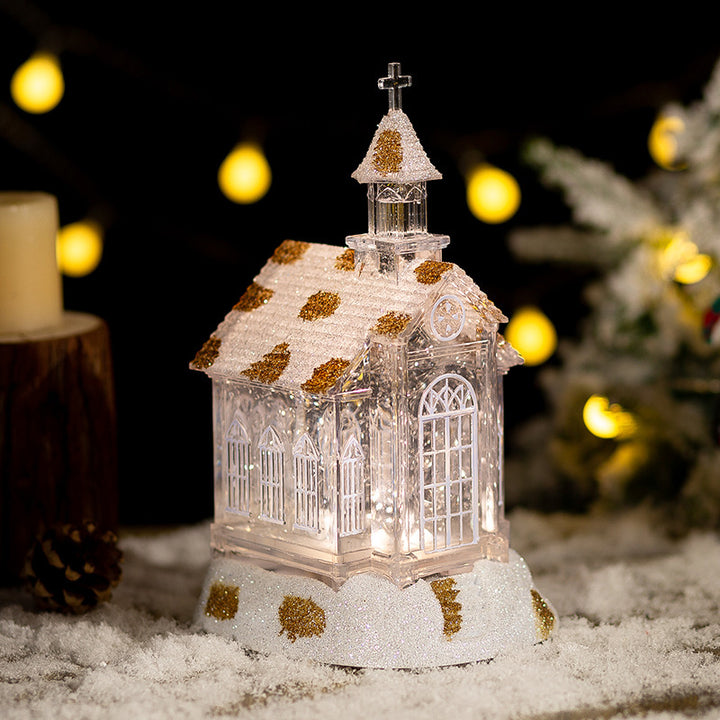 Christmas Decorations Crystal Church House Music Box Ornaments