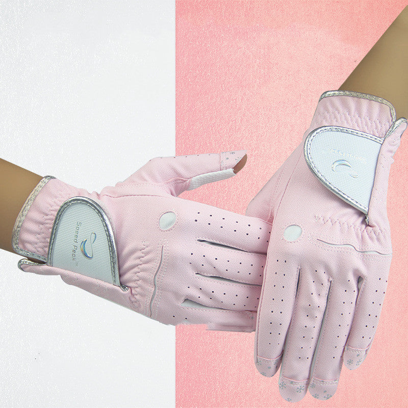 PU Fabric Breathable And Convenient Sun Protection Hands Golf Fingerless Gloves