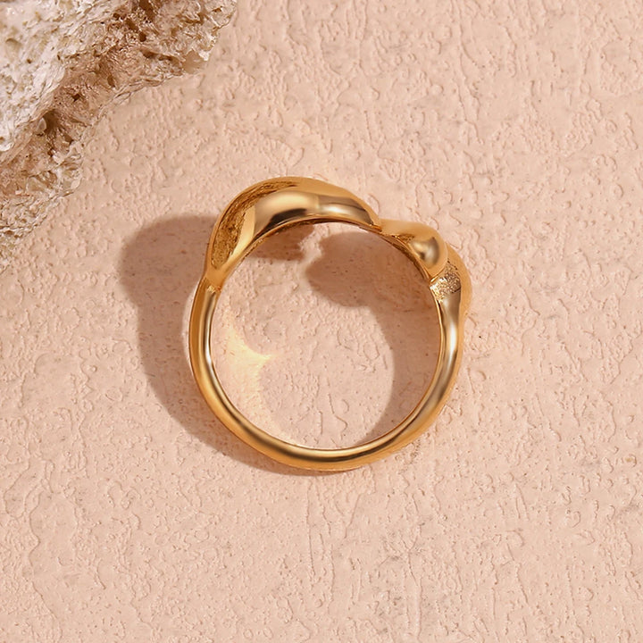 Gold Plated Double Heart Open Ring - Hypoallergenic Stainless Steel