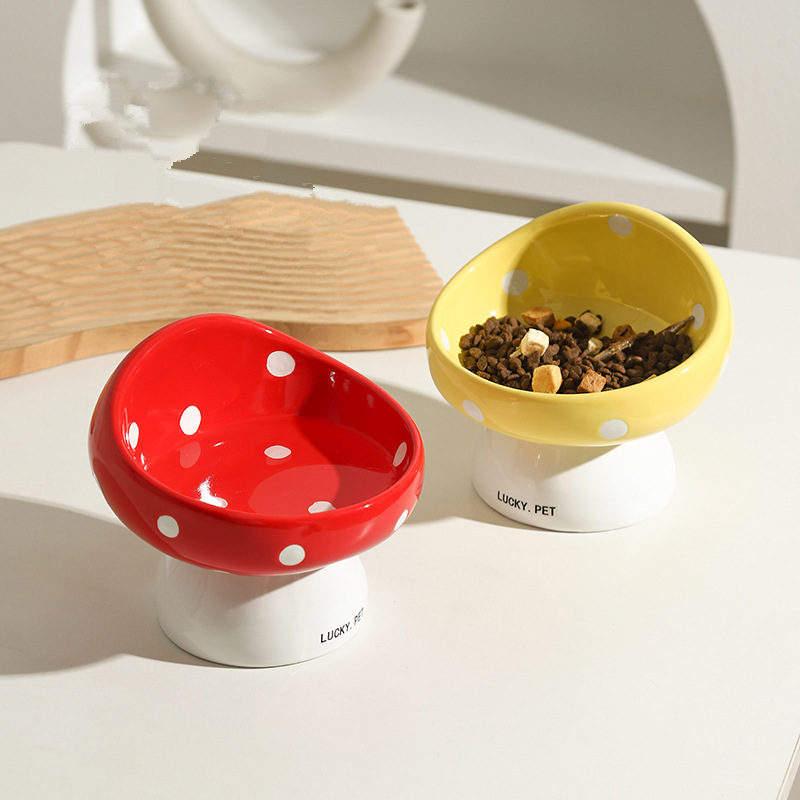 Mushroom-Shaped Ceramic Pet Bowl