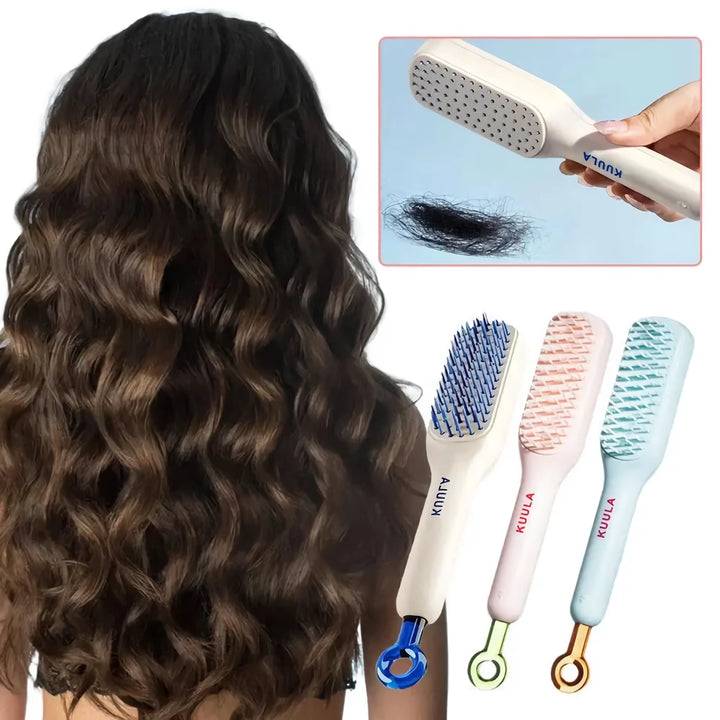 Telescopic Anti-Static Scalp Massage Comb: Self-Cleaning, for All Hair Types