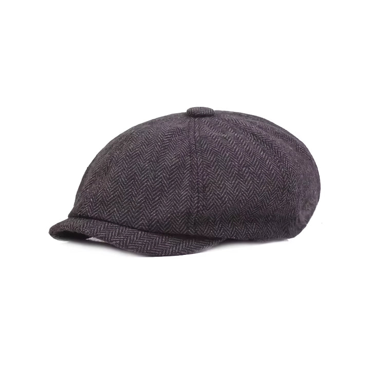 Vintage Wool Herringbone Flat Cap