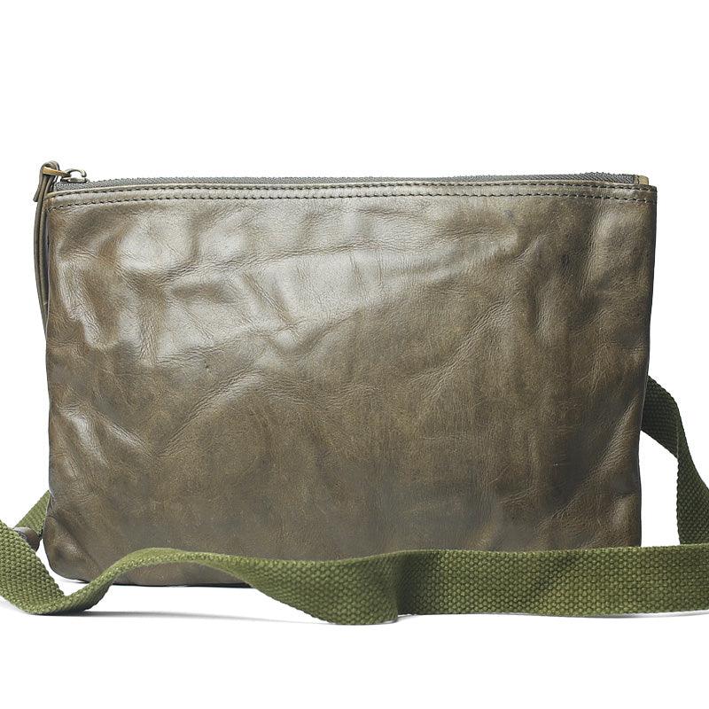 Handmade Vintage Leather Ruffled One Shoulder Bag Zipper Crossbody - Trendha