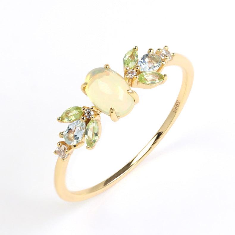 High-grade S925 Silver Plated Natural Opal Ring - Trendha