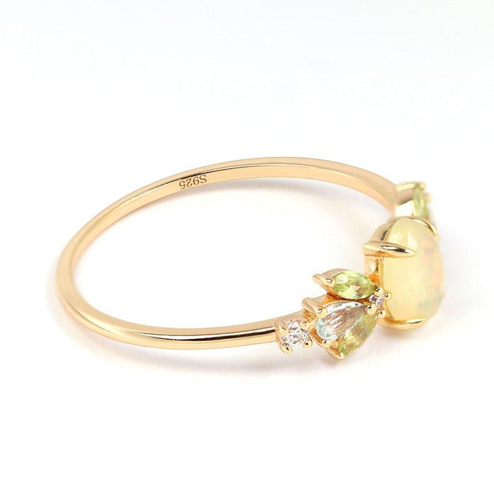 High-grade S925 Silver Plated Natural Opal Ring - Trendha