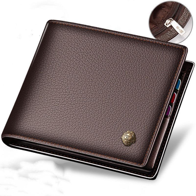 Horizontal First Layer Cowhide Business Zipper Wallet - Trendha