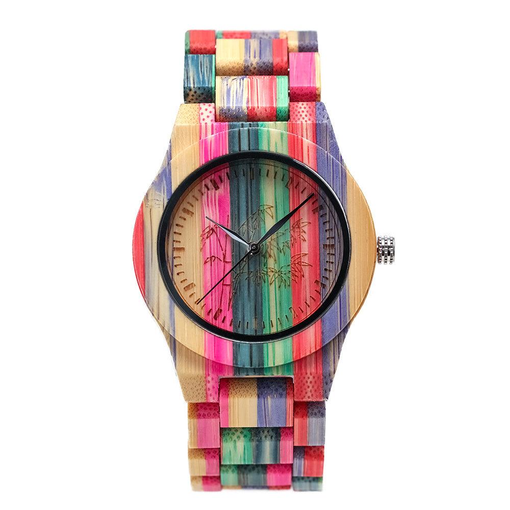 Leisure Color Quartz Bamboo Wood Watch - Trendha