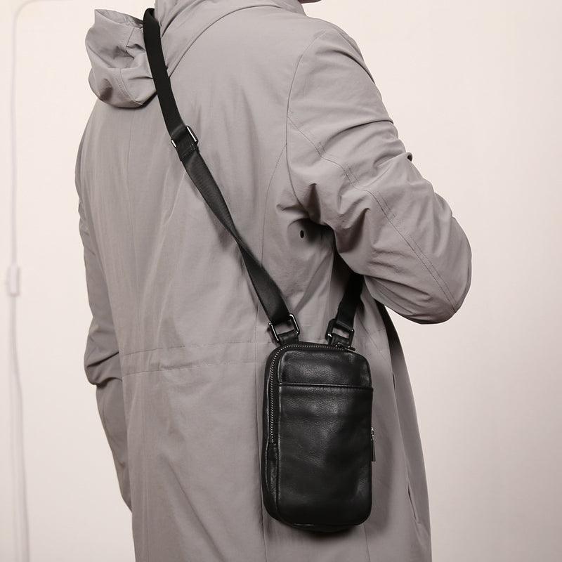 Men's Cowhide One Shoulder Oblique Straddle Bag - Trendha