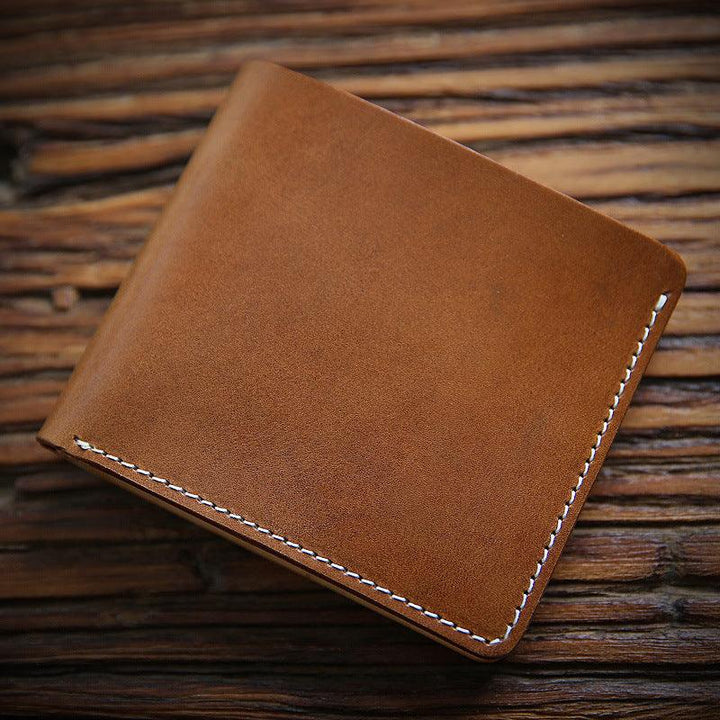 Men's Fashion Handmade Vintage First Layer Cowhide Short Money Clip - Trendha