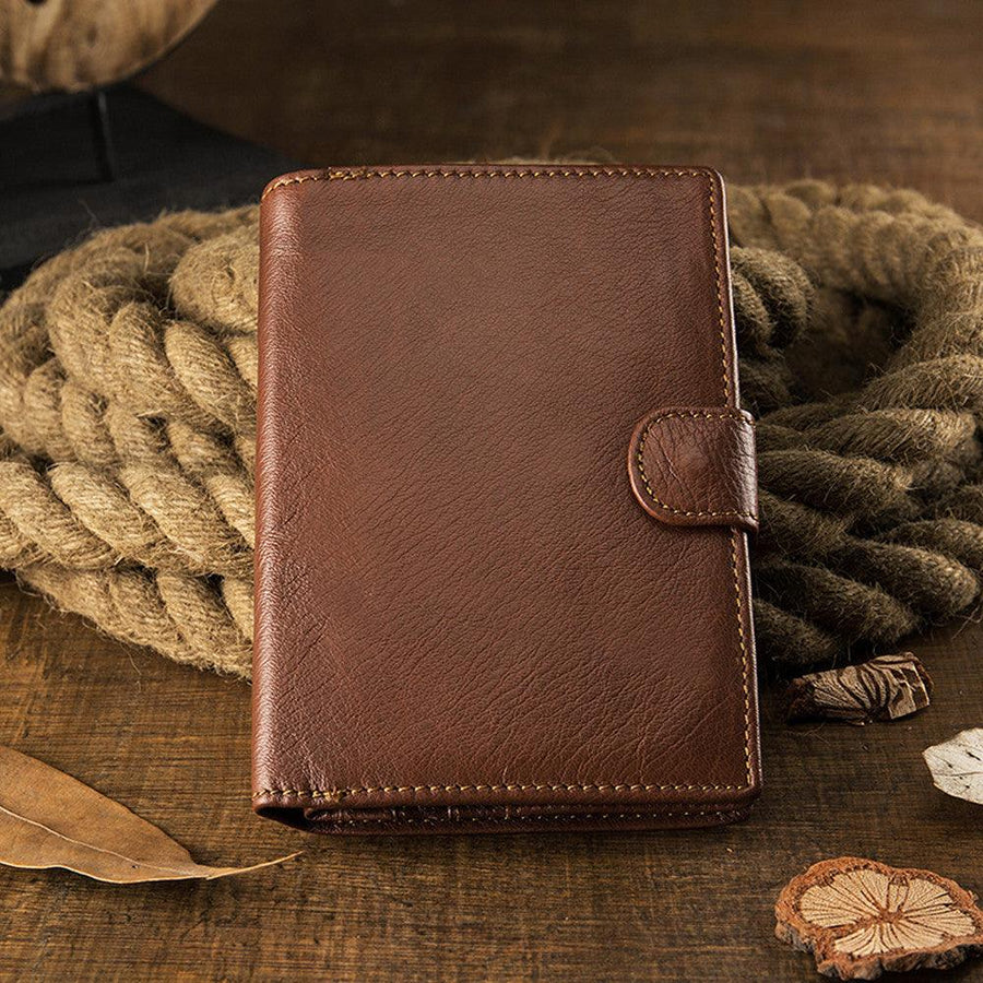 Men's Handmade Literary Vertical Leather Wallet - Trendha