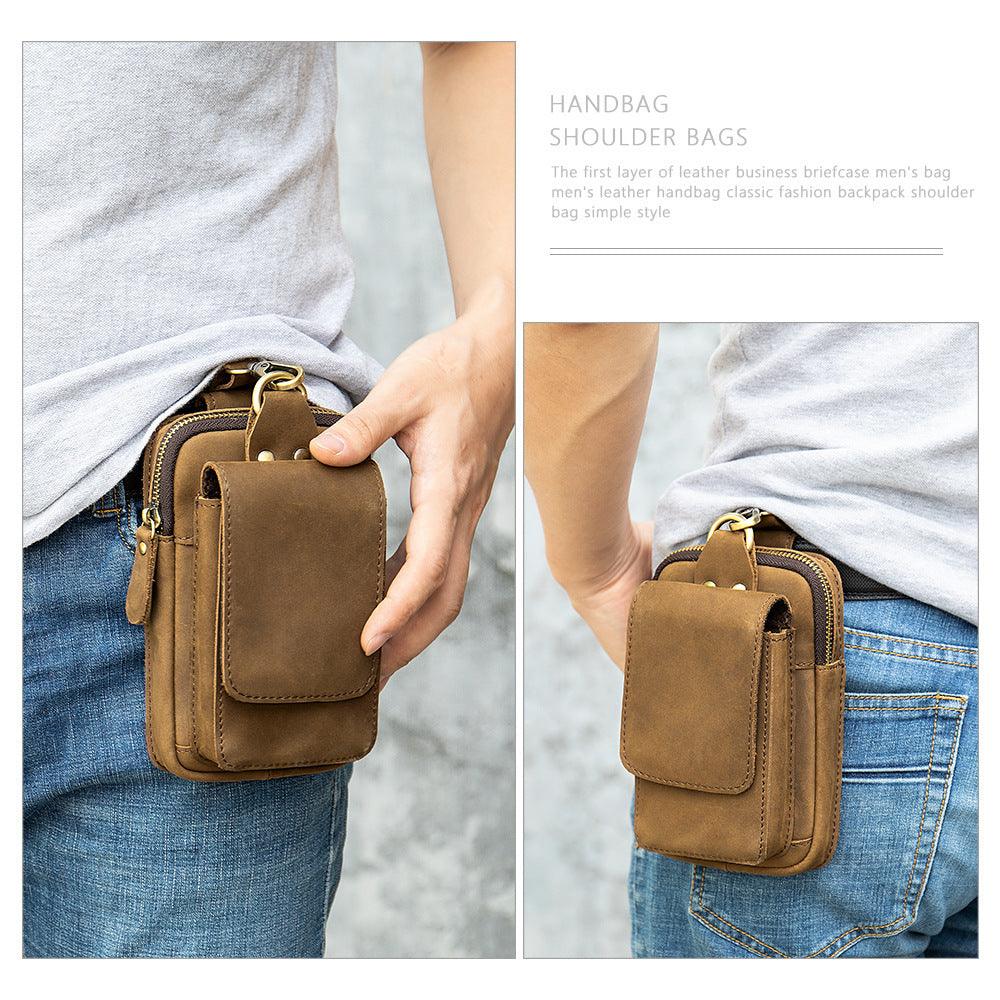 Men's Head Leather Chest Bag Business Casual Leather Crossbody Chest Bag Student Chest Bag - Trendha