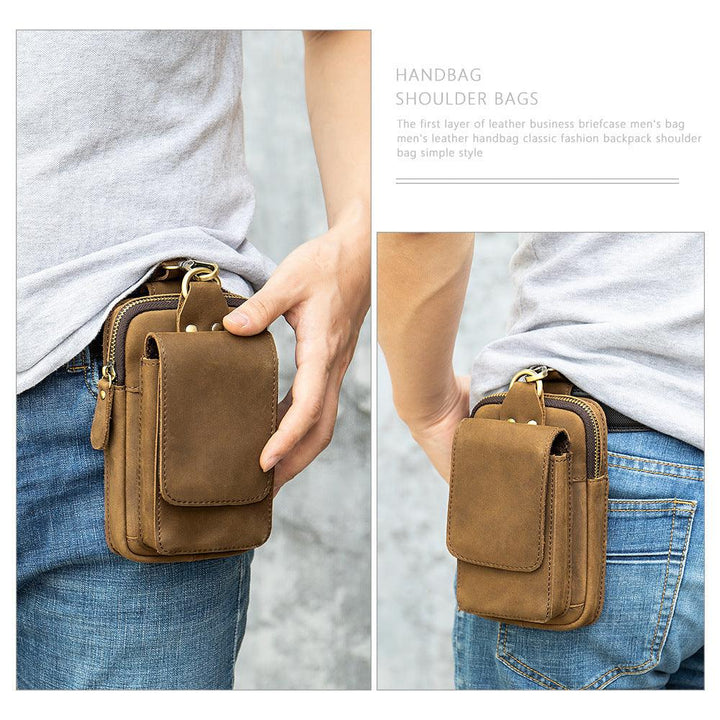 Men's Head Leather Chest Bag Business Casual Leather Crossbody Chest Bag Student Chest Bag - Trendha