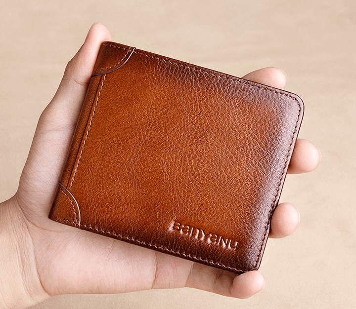 Men's Short Leather Large-capacity Horizontal Wallet - Trendha