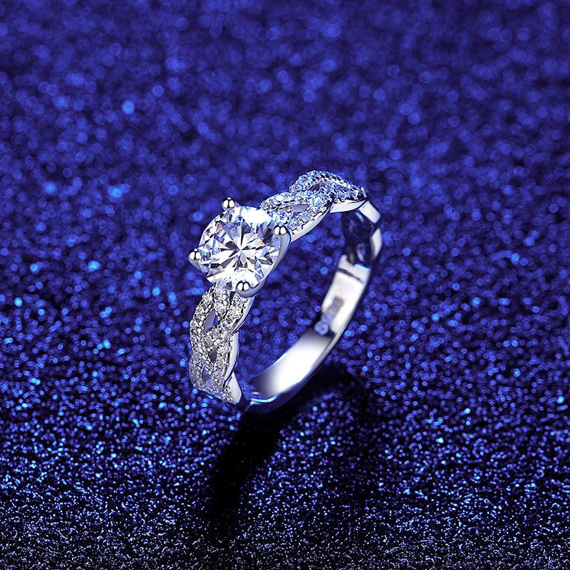 Mossan Diamond Ring 925 Sterling Silver - Trendha