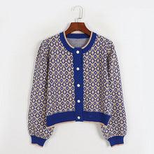 Plaid Floral Short Knitted Cardigan For Women - Trendha