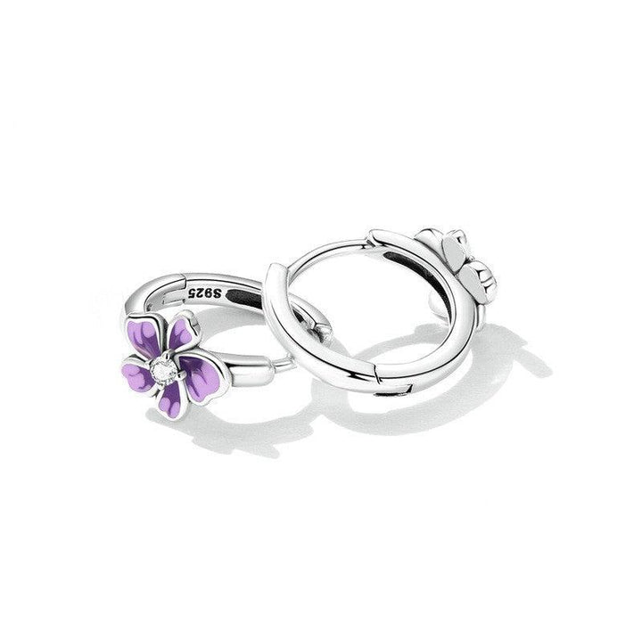 Purple Gradient Oil Dropping Zircon Simple Petal Earrings - Trendha