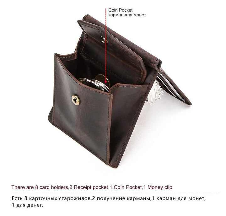 Retro Crazy Horse Cowhide Multifunctional Card Bag - Trendha